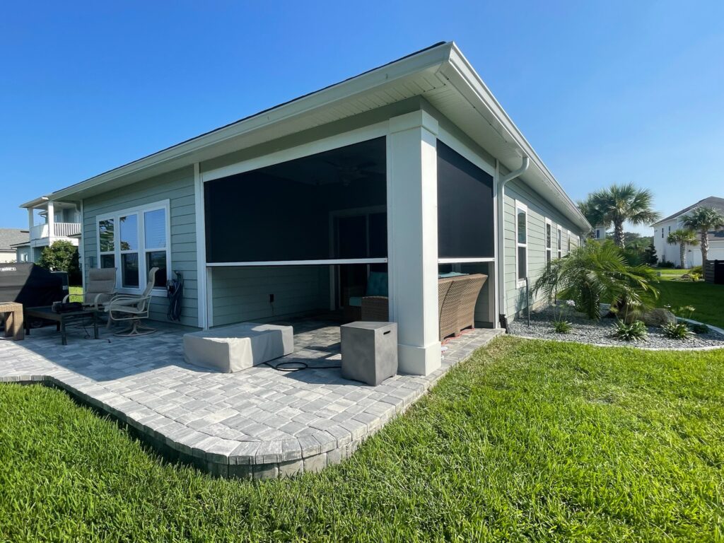 Covered Patio electric retractable motorized screen enclosure stuart fl